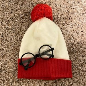 WHERES WALDO hat and glasses costume set
